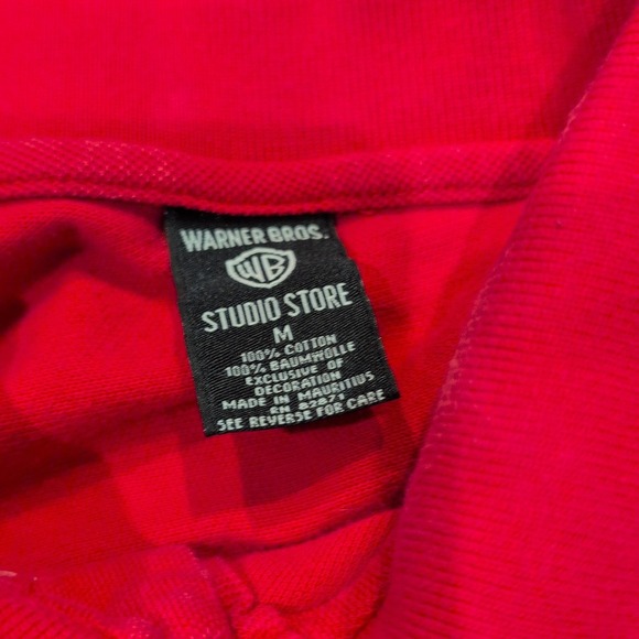 Vintage Warner Bros Pepe Le Pew Embroidered Mens Red Polo Shirt Size Medium 90s - Picture 4 of 6